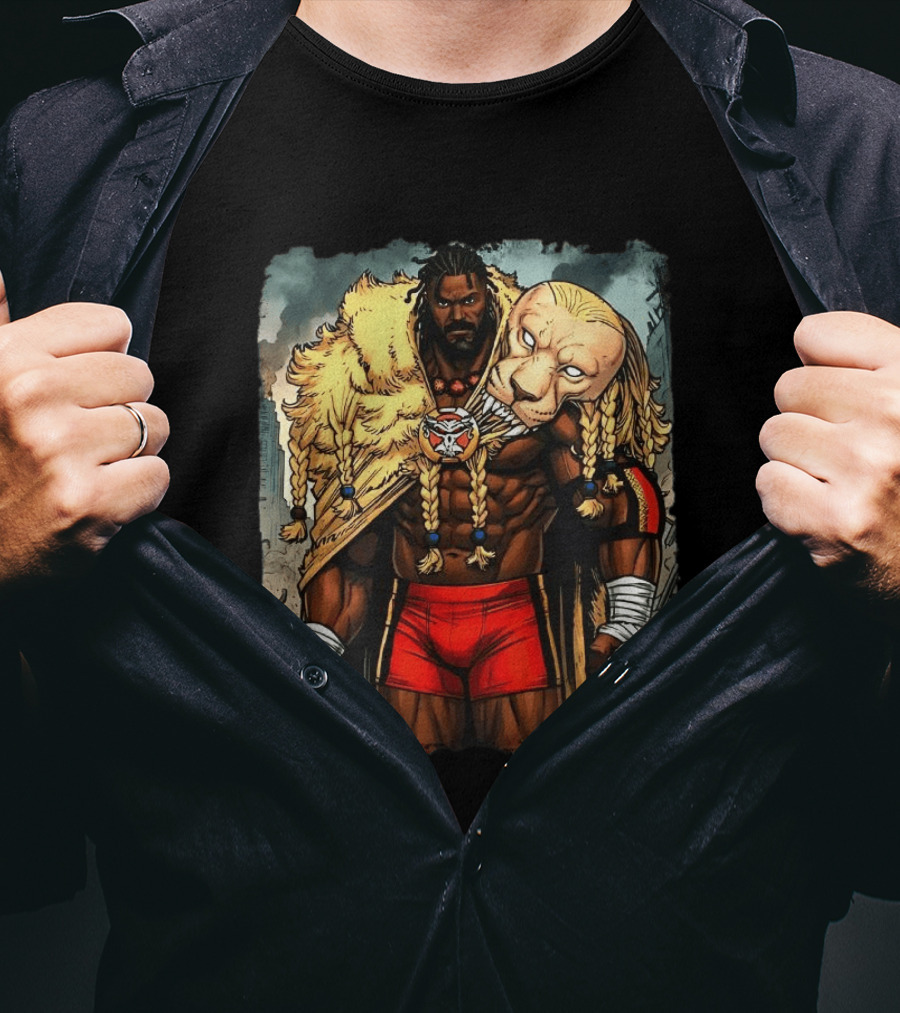 Oba Femi Lion's Strength WWE Red Shorts Fierce Warrior Costume T-Shirt