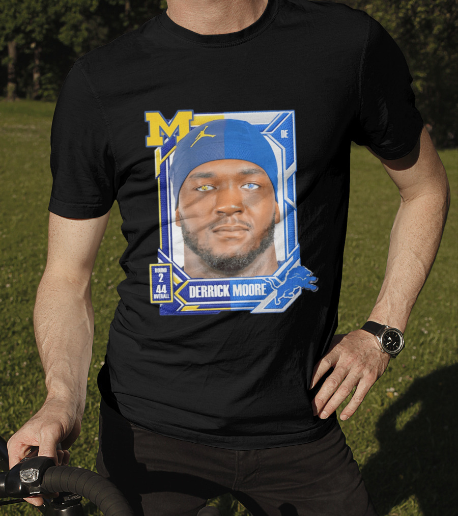 Derrick Moore Detroit Lions Round 2 Pick 44 Michigan 2026 Draft T-Shirt