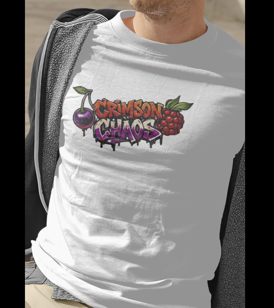 Crimson Chaos Fruits Cherry And Raspberry Graffiti T-Shirt