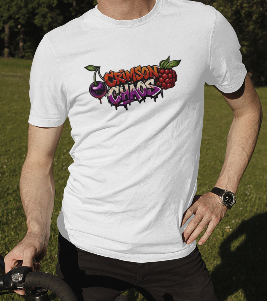 Crimson Chaos Fruits Cherry And Raspberry Graffiti T-Shirt