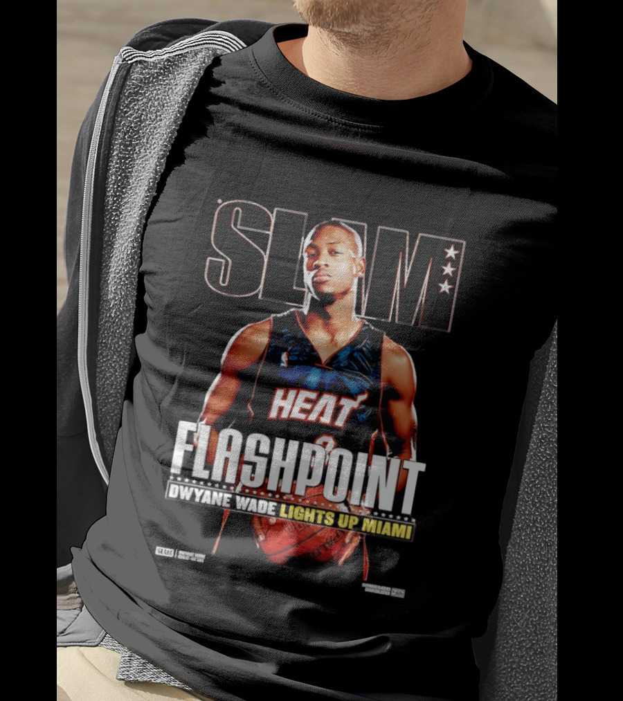 Slam Dwyane Wade Flashpoint Lights Up Miami Heat NBA T-Shirt