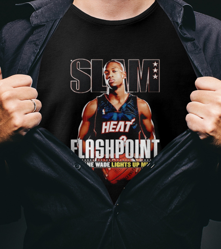 Slam Dwyane Wade Flashpoint Lights Up Miami Heat NBA T-Shirt