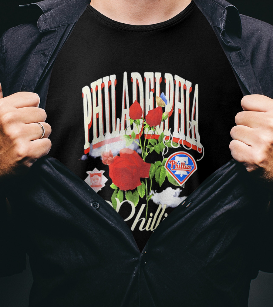 Philadelphia Phillies Roses And Clouds Vintage MLB Fan T-Shirt