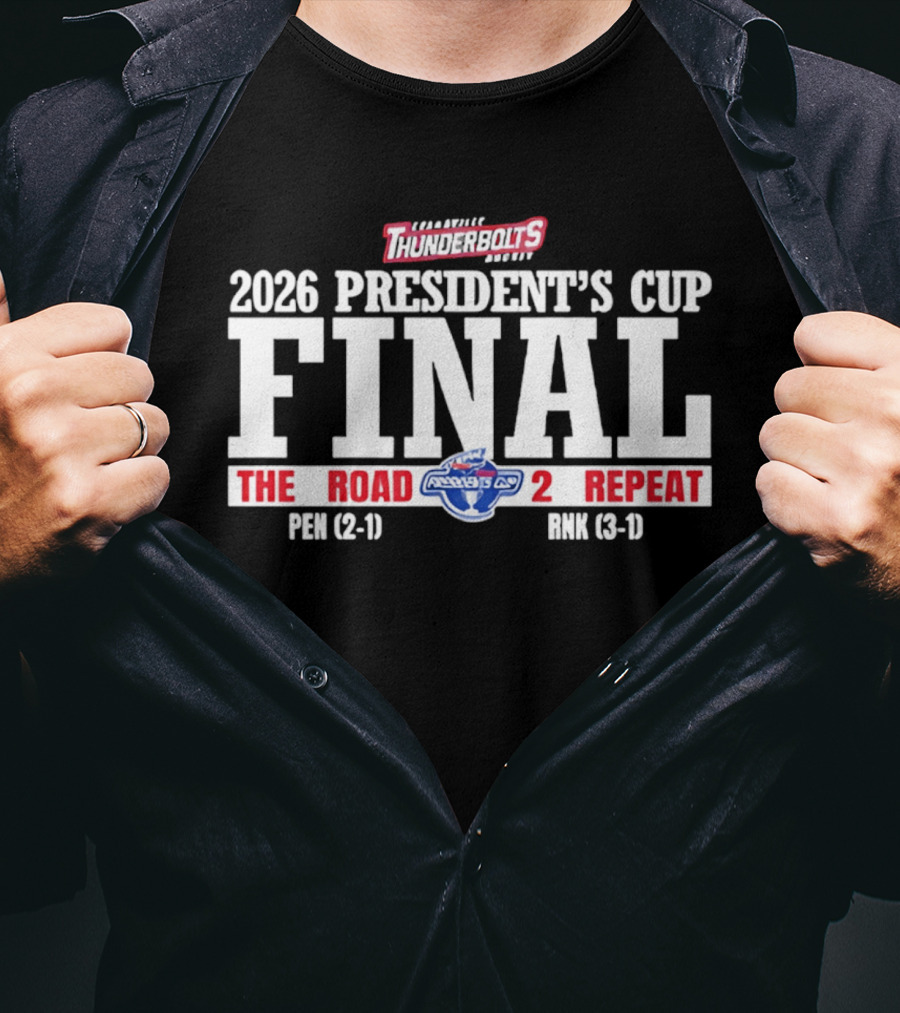 Evansville Thunderbolts 2026 President's Cup Final The Road 2 Repeat Final Pen Bmk T-Shirt