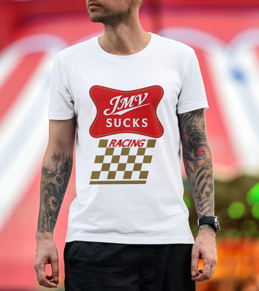 JMV Sucks Racing Checkered Flag Red And White T-Shirt
