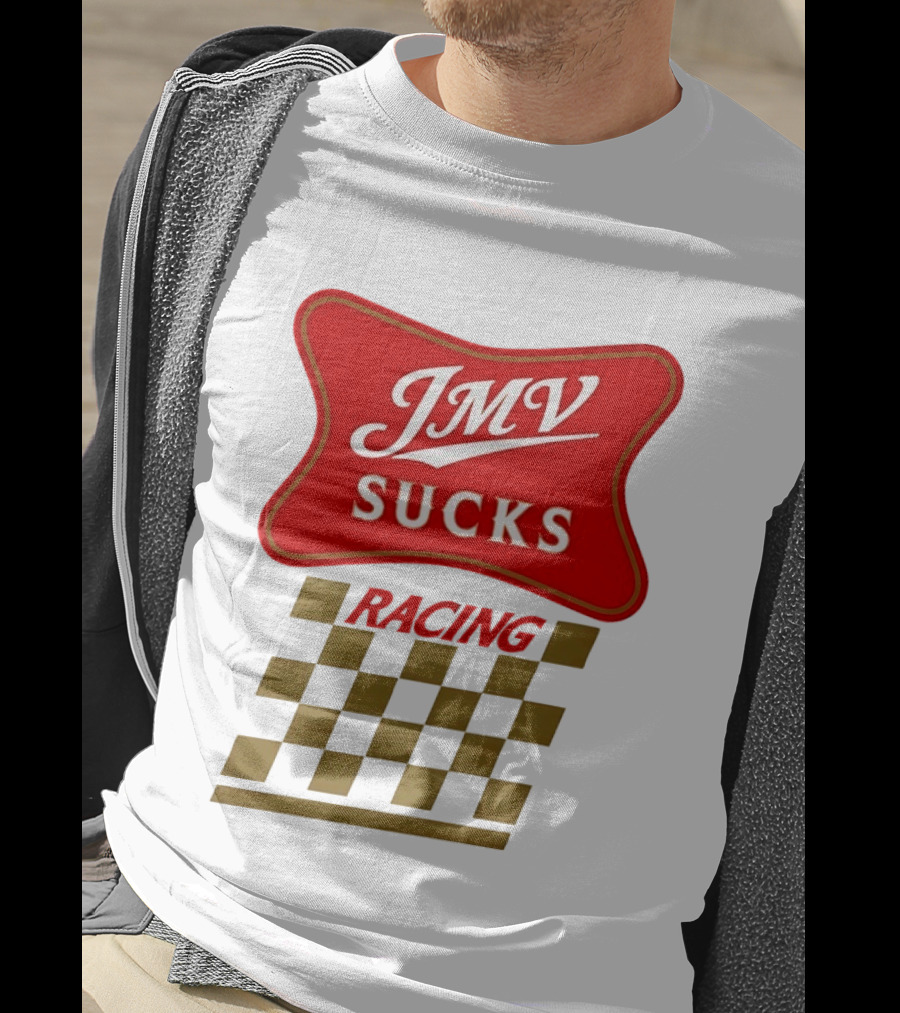 JMV Sucks Racing Checkered Flag Red And White T-Shirt