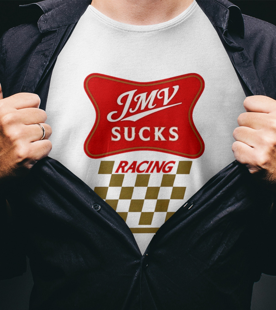 JMV Sucks Racing Checkered Flag Red And White T-Shirt
