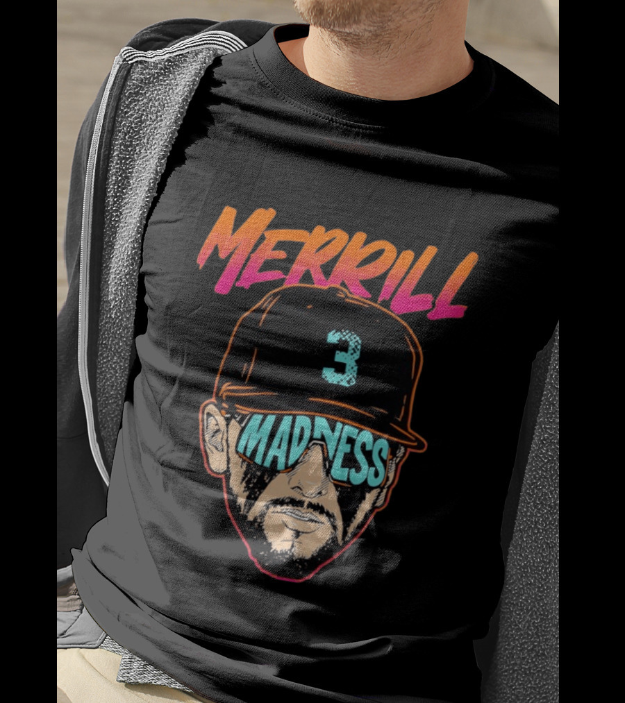 Merrill Madness San Diego Padres Jackson Merrill City Edition 3 Baseball T-Shirt