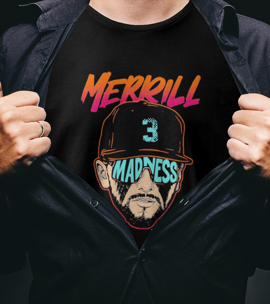 Merrill Madness San Diego Padres Jackson Merrill City Edition 3 Baseball T-Shirt