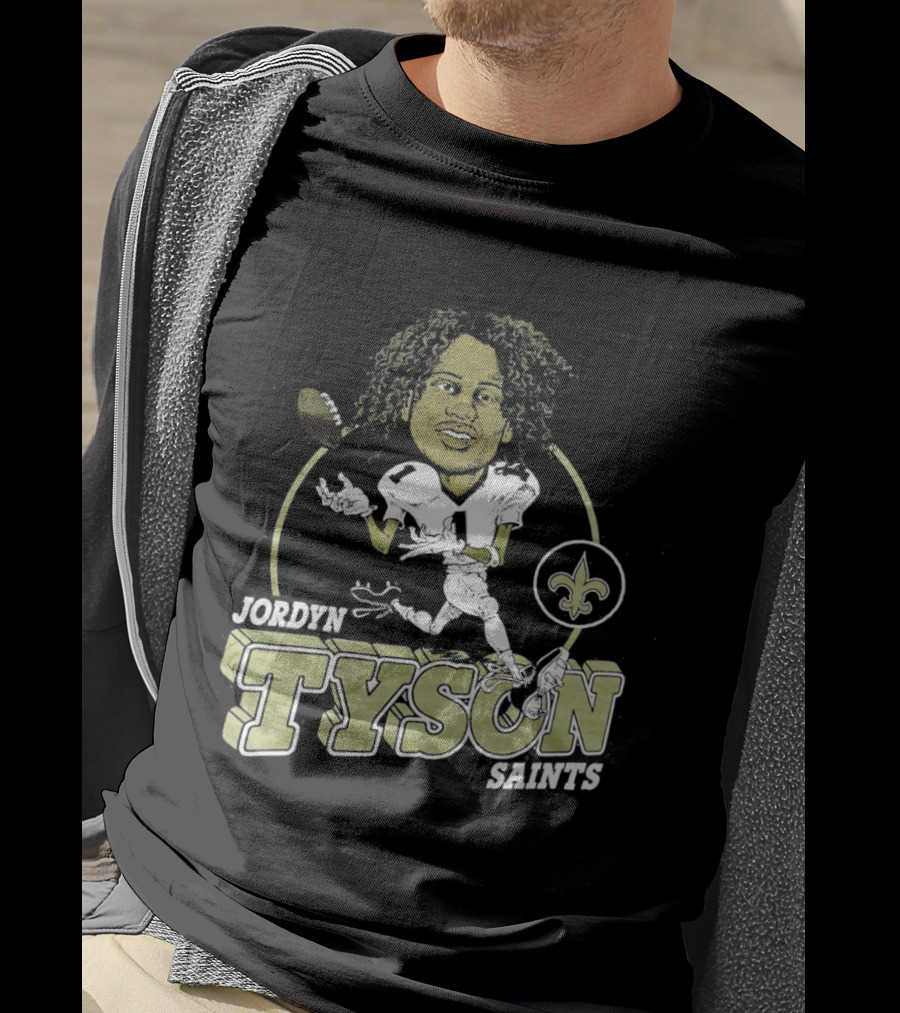 New Orleans Saints Jordyn Tyson Number 1 Caricature Fleur De Lis T-Shirt