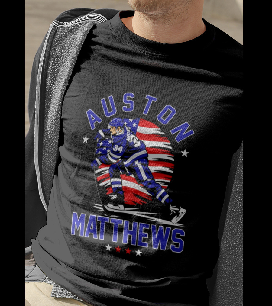 Auston Matthews USA Hockey Number 34 Stars And Stripes Energy T-Shirt