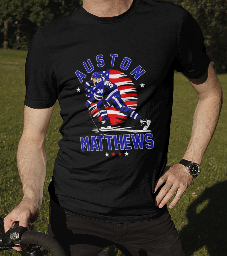 Auston Matthews USA Hockey Number 34 Stars And Stripes Energy T-Shirt