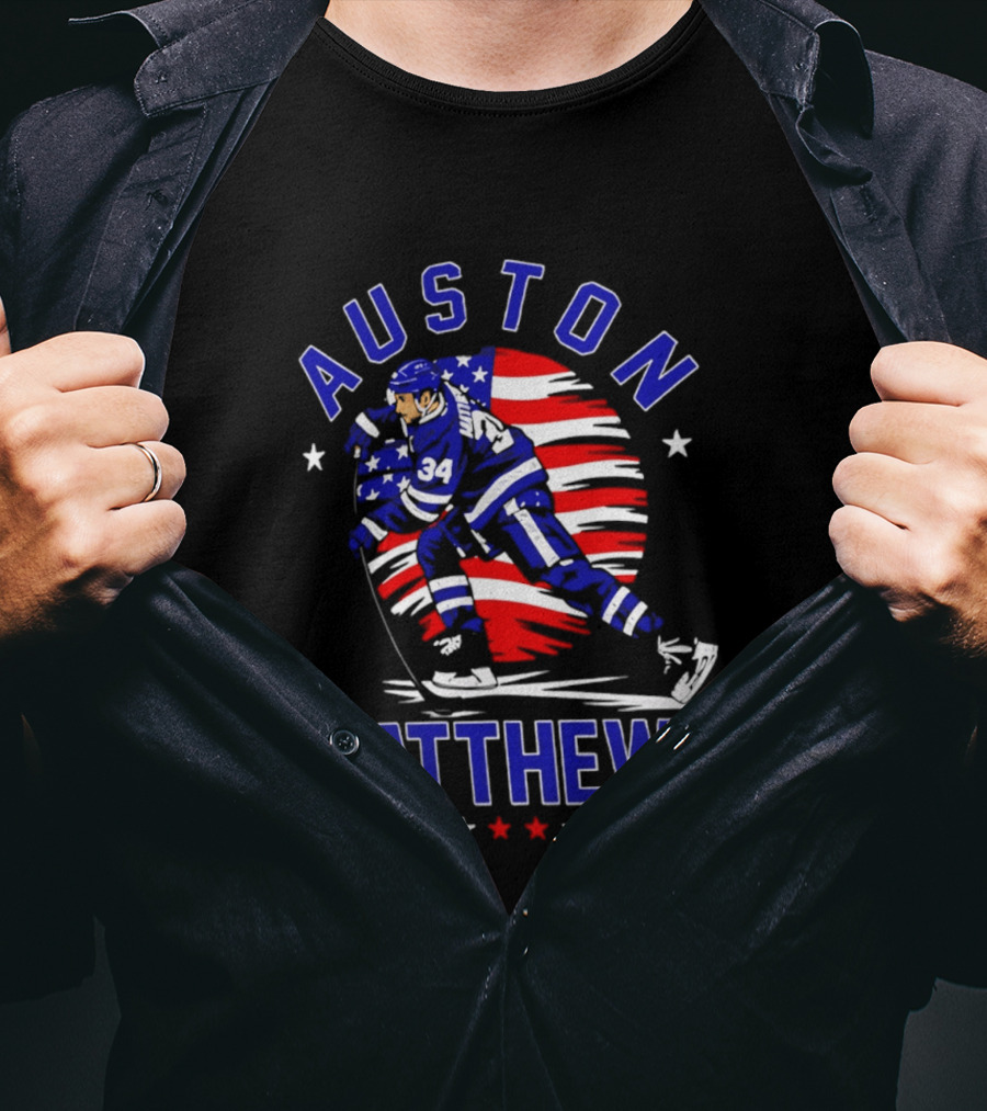 Auston Matthews USA Hockey Number 34 Stars And Stripes Energy T-Shirt