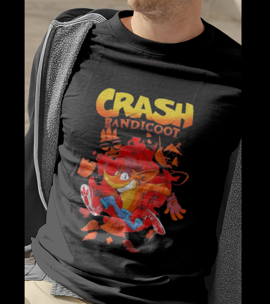 Crash Bandicoot Cartoon Classic Character Action Adventure T-Shirt