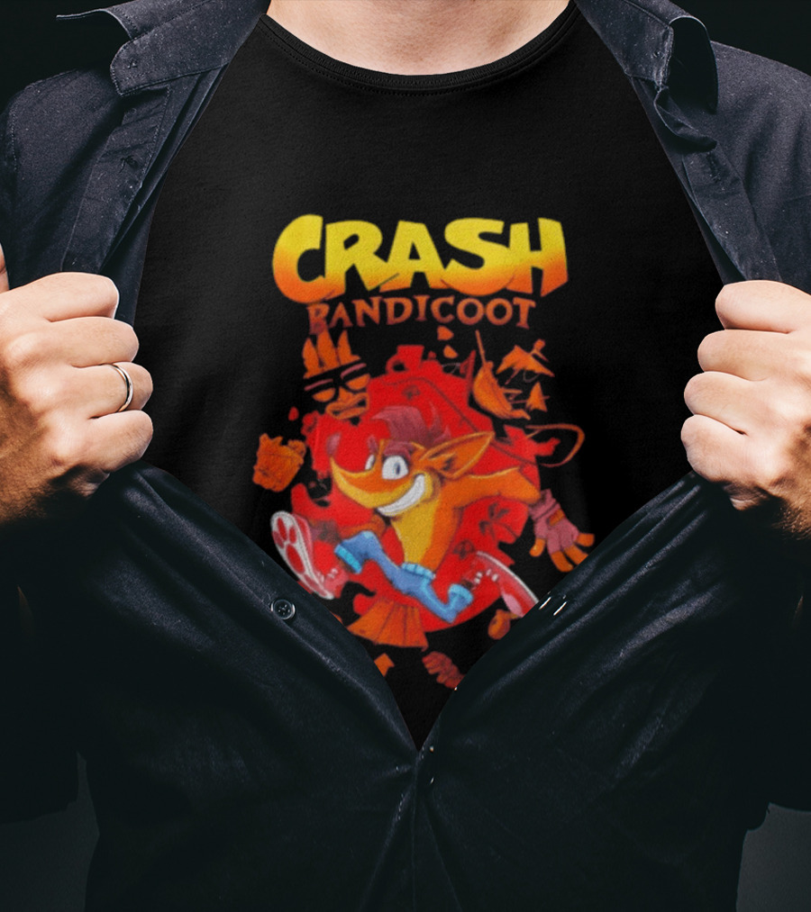 Crash Bandicoot Cartoon Classic Character Action Adventure T-Shirt