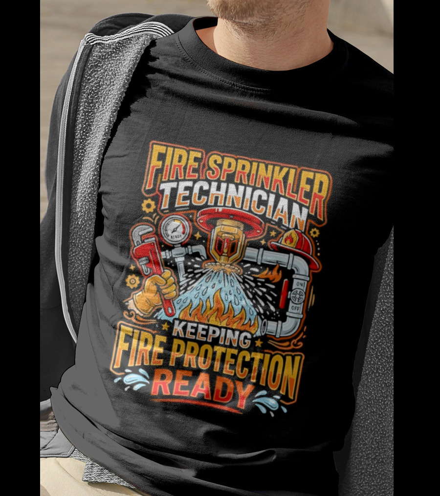 Fire Sprinkler Technician Keeping Fire Protection Ready T-Shirt