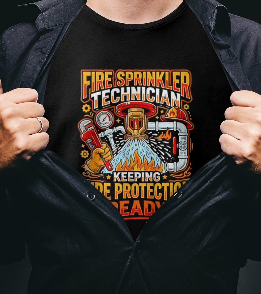 Fire Sprinkler Technician Keeping Fire Protection Ready T-Shirt