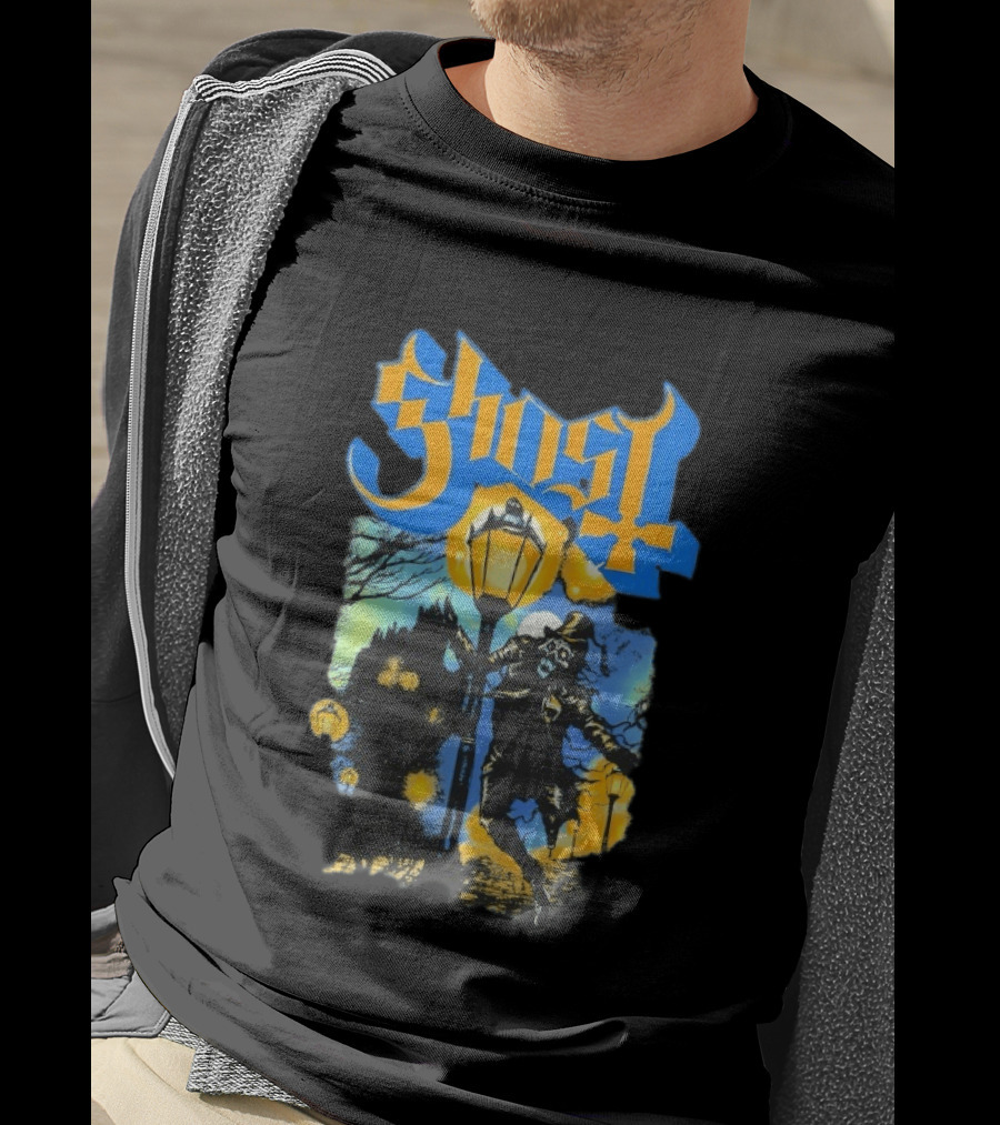 Ghost Lamplighter Night Scene With Lantern And Top Hat Figure T-Shirt