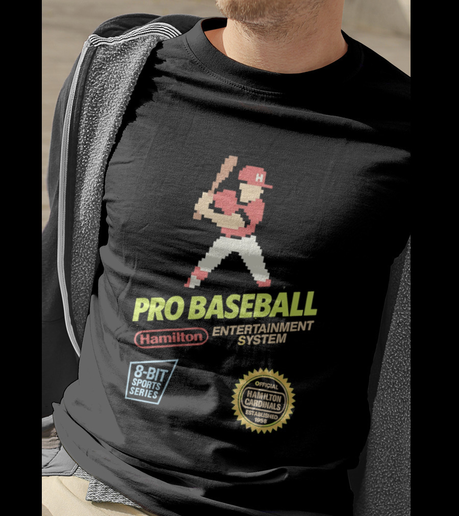 Hamilton Cardinals 8 Bit Nintendo Licensed Pro Baseball Players T-Shirt