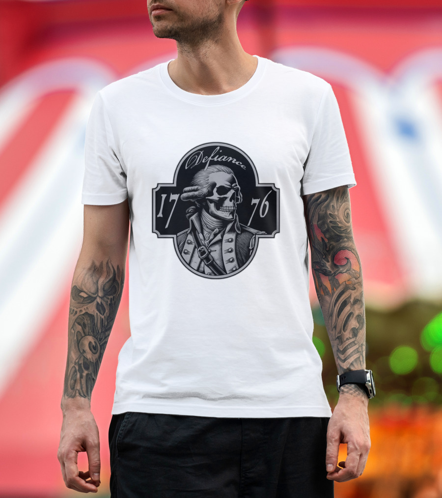 Defiance 1776 George Washington Skeleton Patriotic T-Shirt