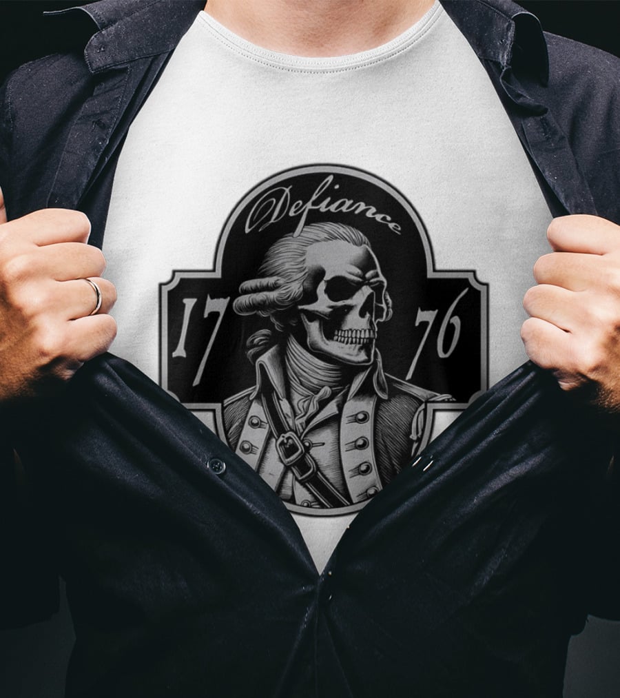 Defiance 1776 George Washington Skeleton Patriotic T-Shirt