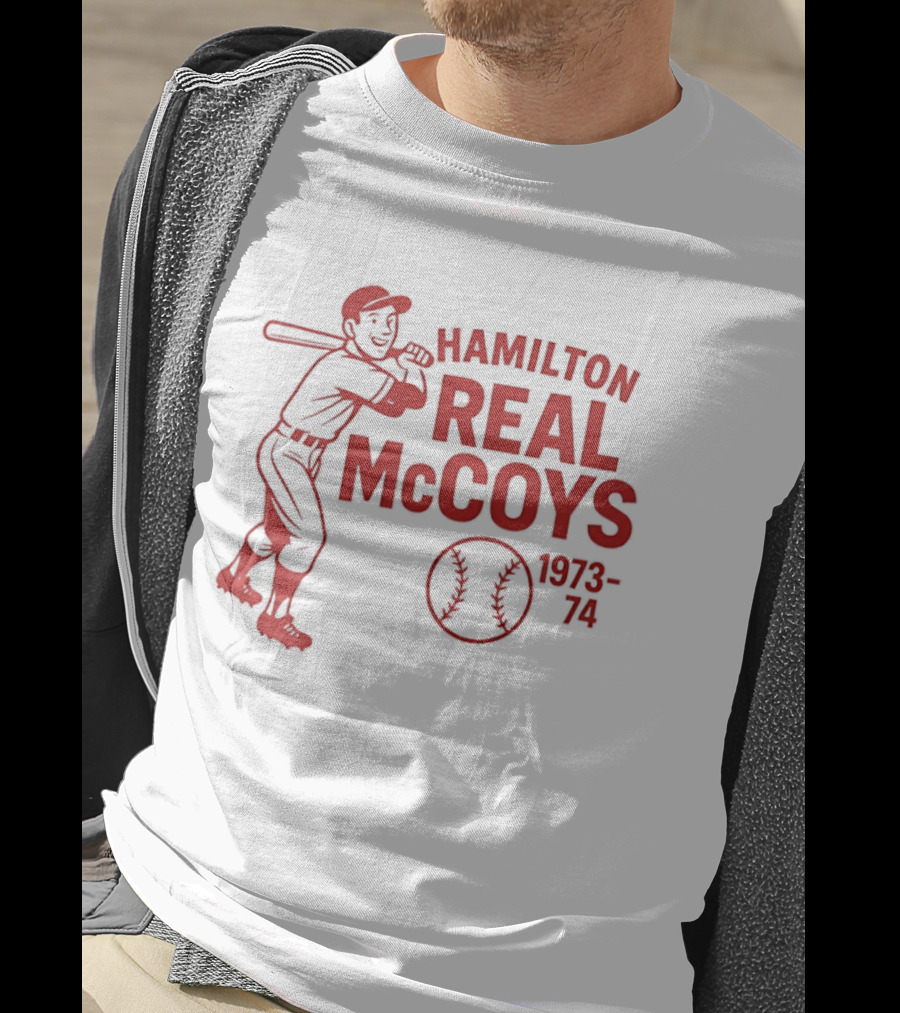 Hamilton Real McCoys Baseball 1973 1974 Retro Player T-Shirt