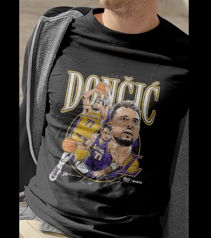Doncic Lakers 77 Trio Basketball T-Shirt
