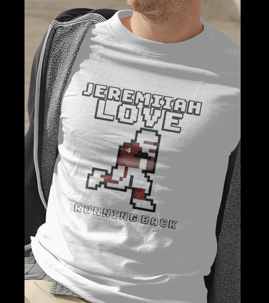 Jeremiyah Love Running Back Notre Dame Fighting Irish Pixel T-Shirt