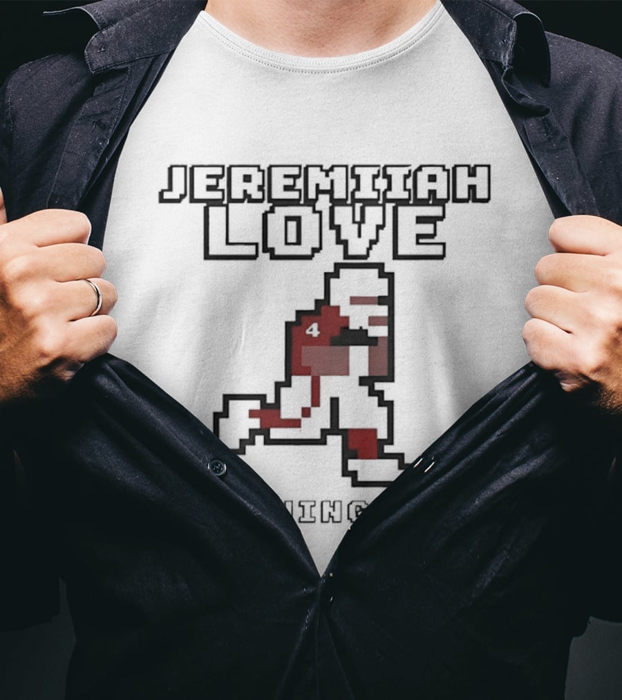 Jeremiyah Love Running Back Notre Dame Fighting Irish Pixel T-Shirt