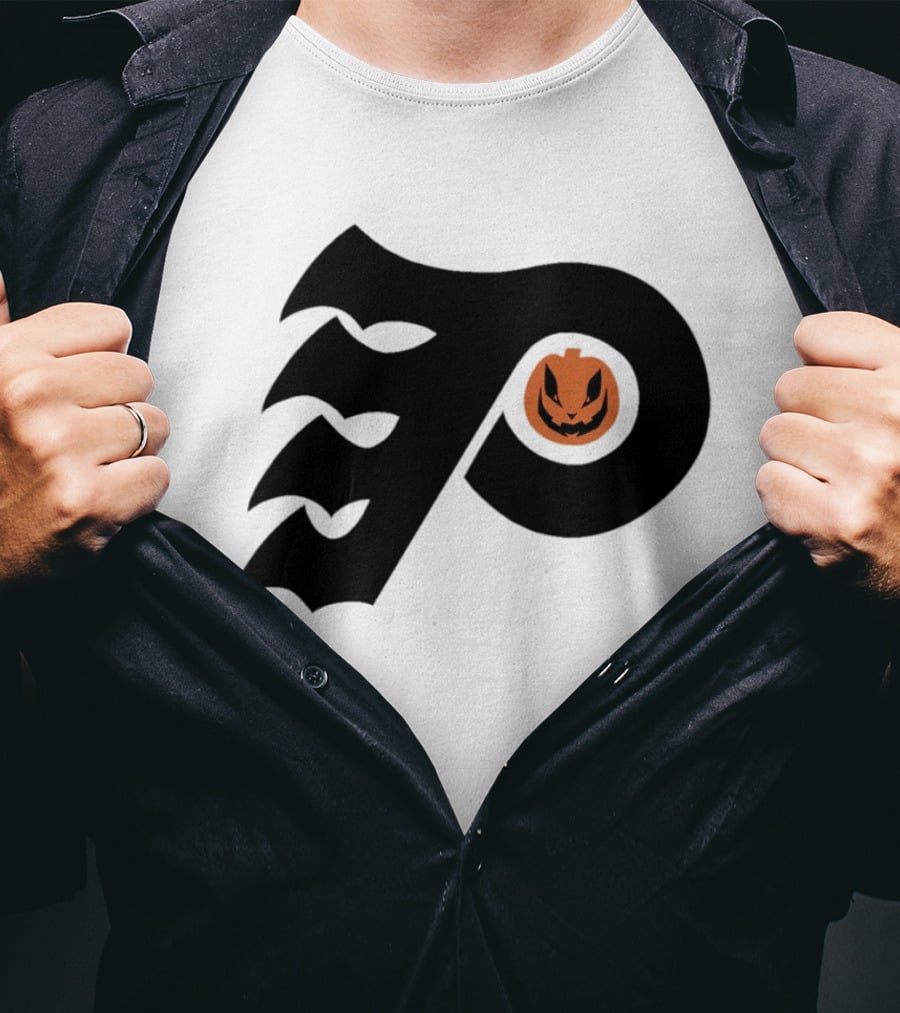 Philadelphia Flyers Pumpkin Face Halloween T-Shirt