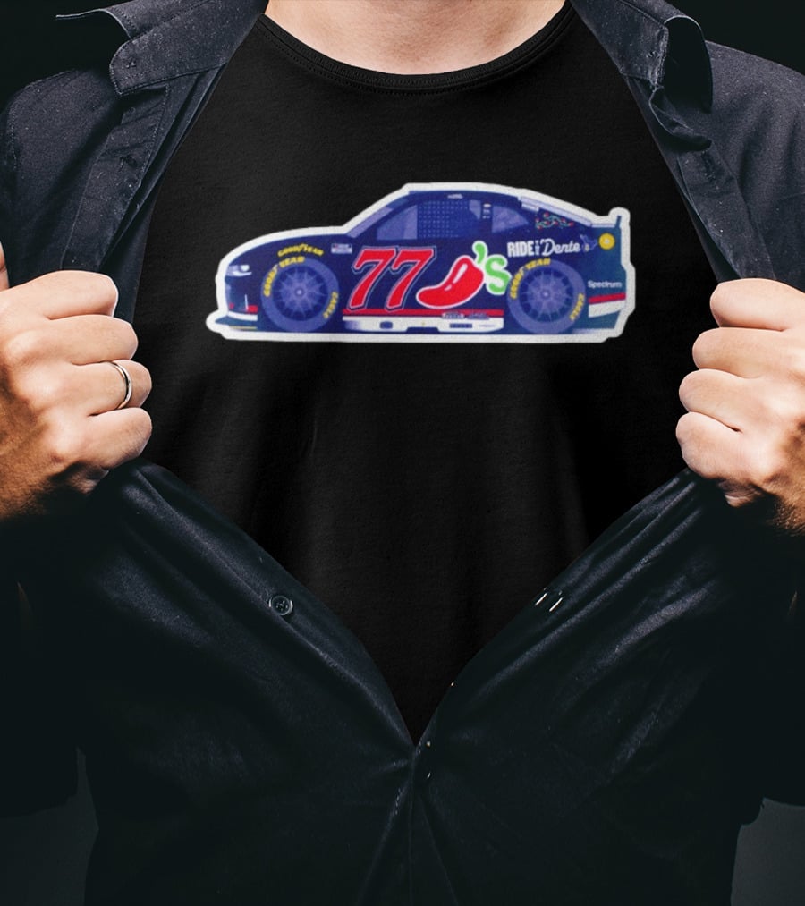 2026 Nascar Carson Hocevar 77 Chilis Ride The Dente Spectrum Racing Car T-Shirt