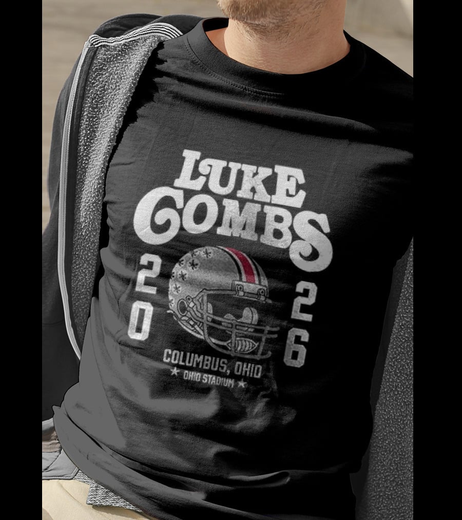 Luke Combs 2026 Columbus Ohio Stadium Helmet T-Shirt