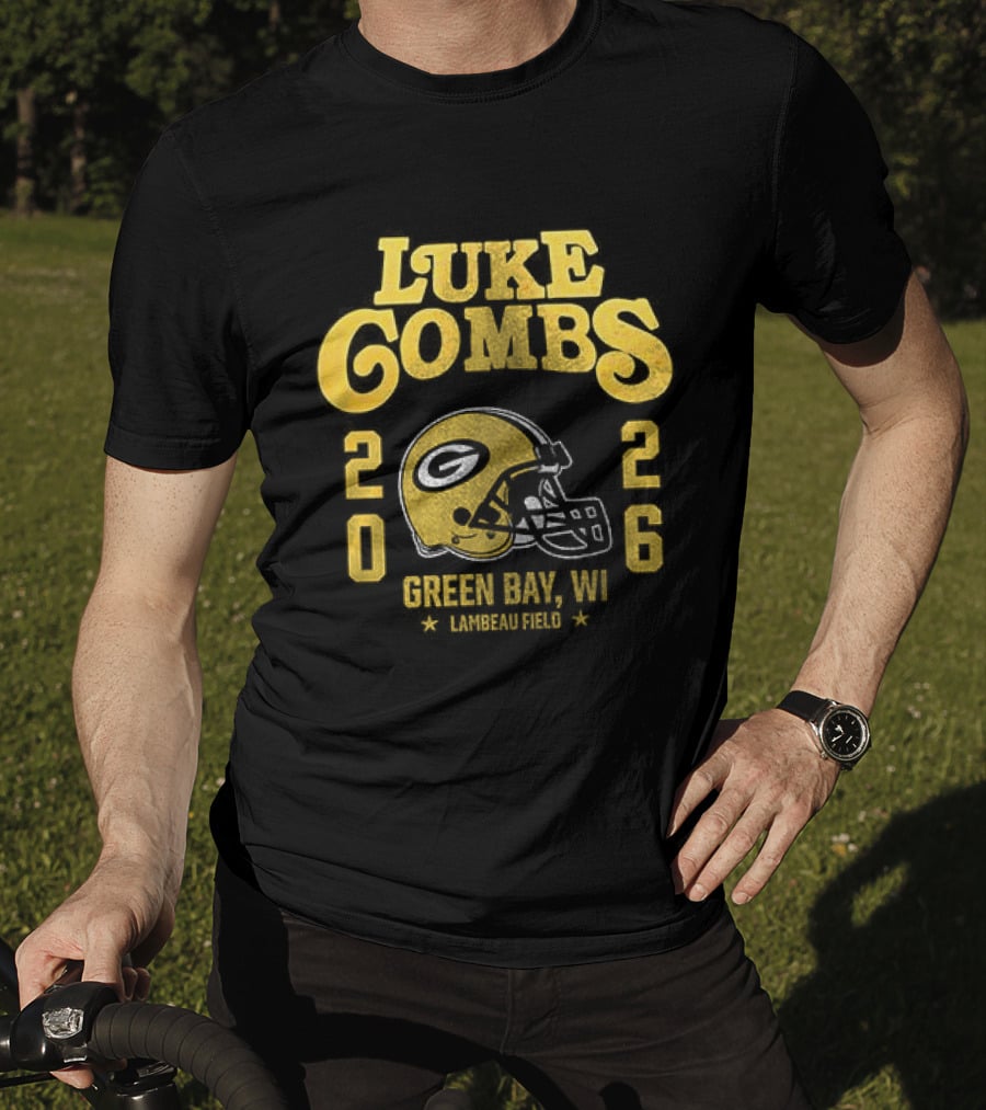 Luke Combs Green Bay WI Tour 2026 Helmet Packers Collaboration T-Shirt