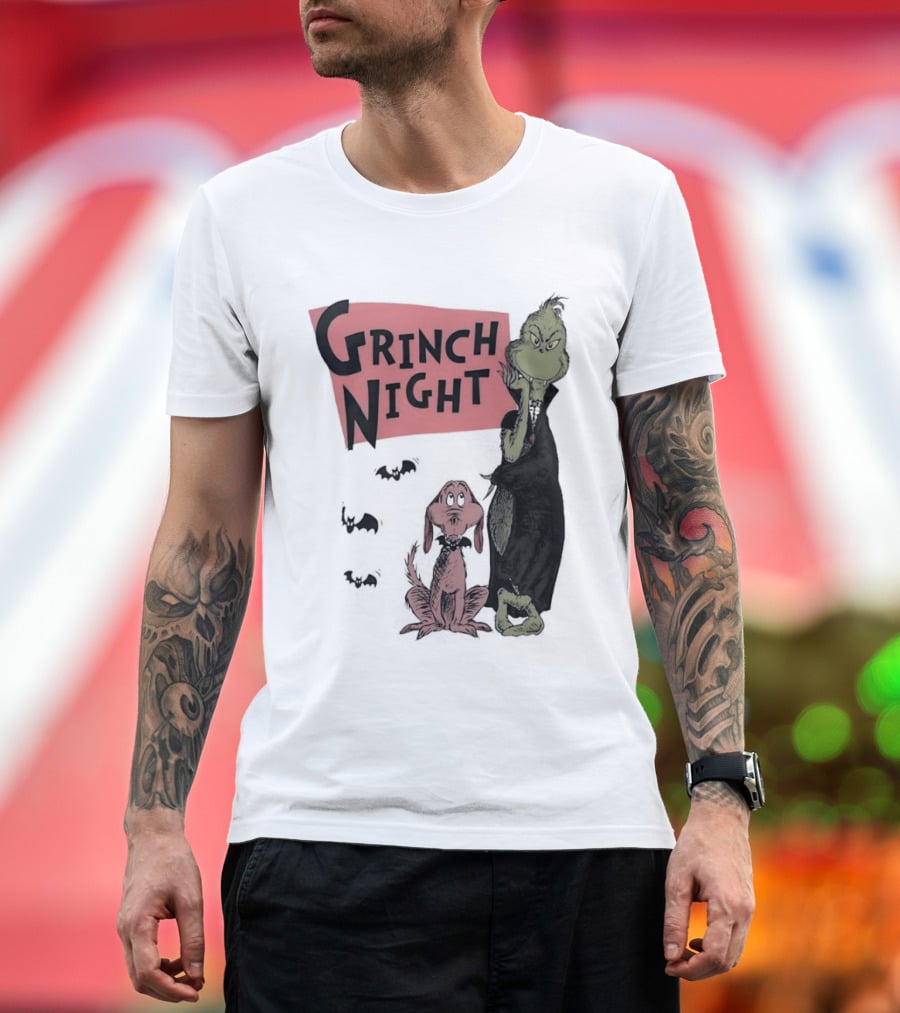 Grinch And Max Halloween Night Spooky Scene T-Shirt