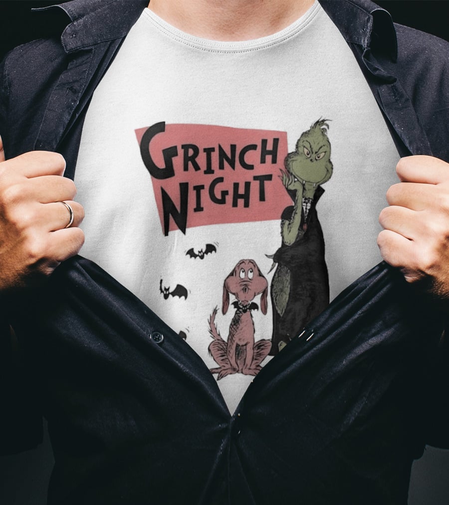 Grinch And Max Halloween Night Spooky Scene T-Shirt