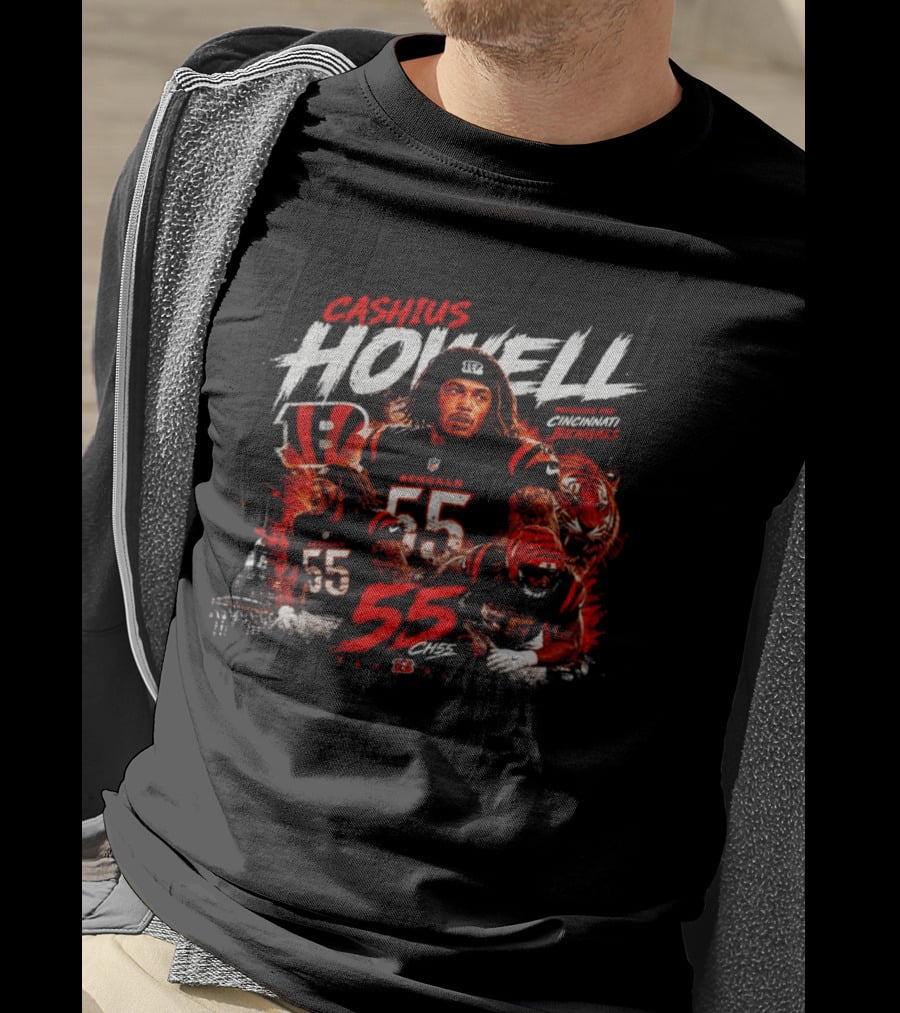 Cashius Howell Cincinnati Bengals 55 Tigers Football T-Shirt