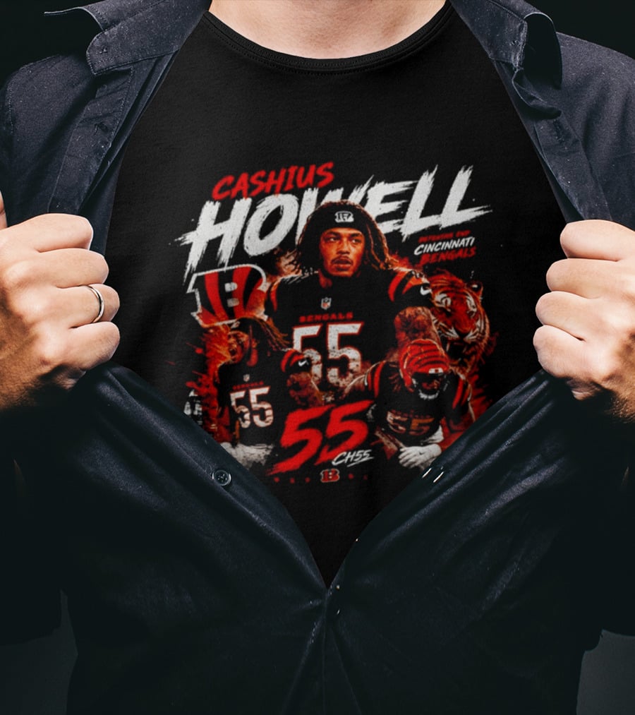 Cashius Howell Cincinnati Bengals 55 Tigers Football T-Shirt