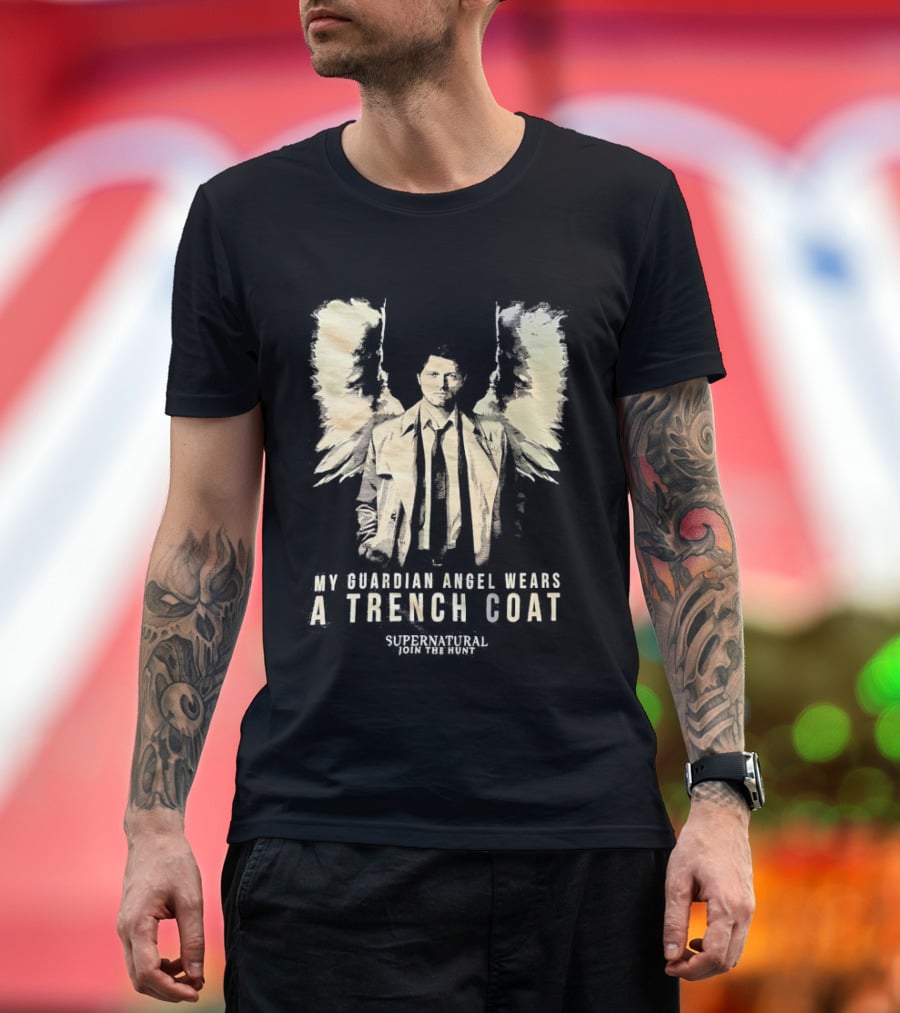 Castiel Guardian Angel Wears Trench Coat Supernatural Join The Hunt T-Shirt