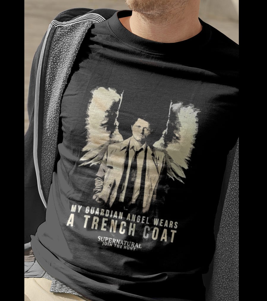 Castiel Guardian Angel Wears Trench Coat Supernatural Join The Hunt T-Shirt