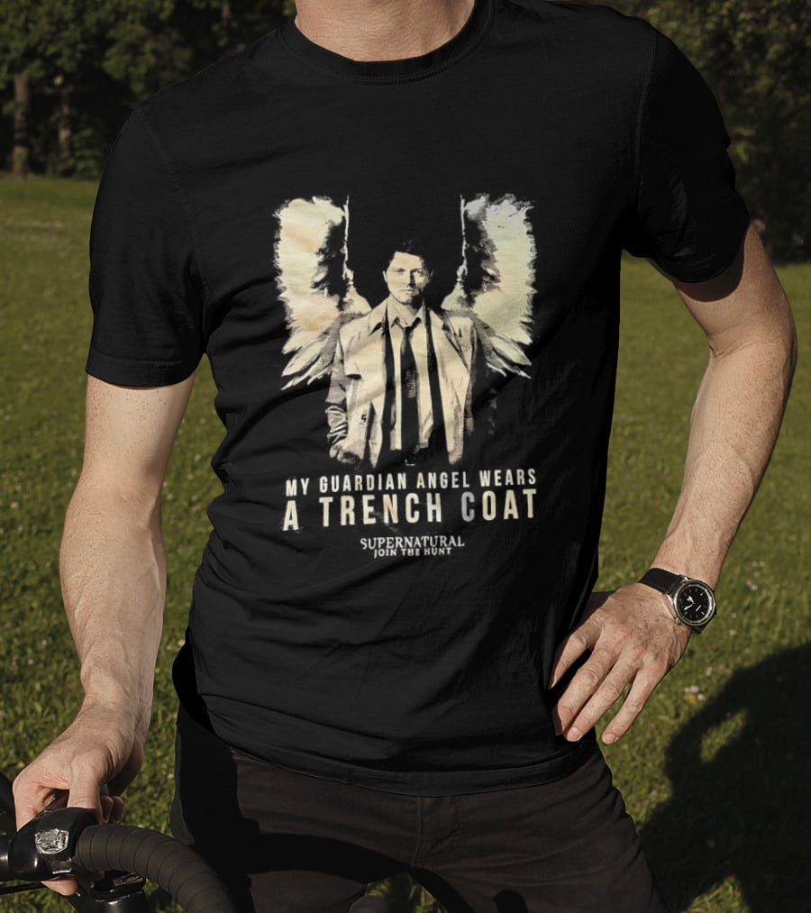 Castiel Guardian Angel Wears Trench Coat Supernatural Join The Hunt T-Shirt