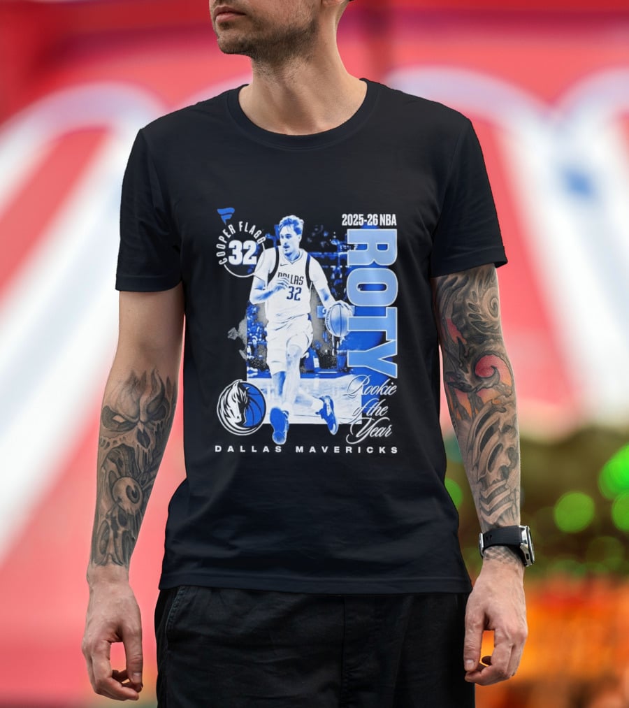 Cooper Flagg Dallas Mavericks 2025 26 NBA ROTY Rookie Of The Year 32 T-Shirt