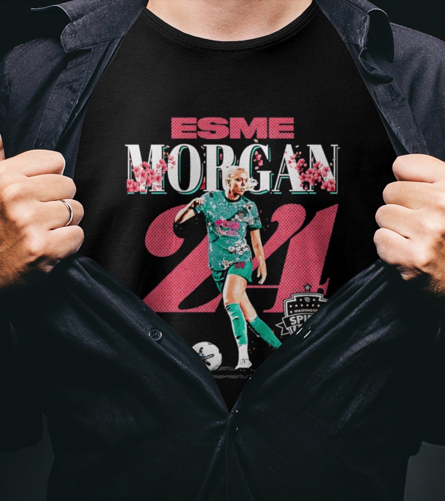 Esme Morgan 24 Washington Spirit Cherry Blossom Soccer Player T-Shirt