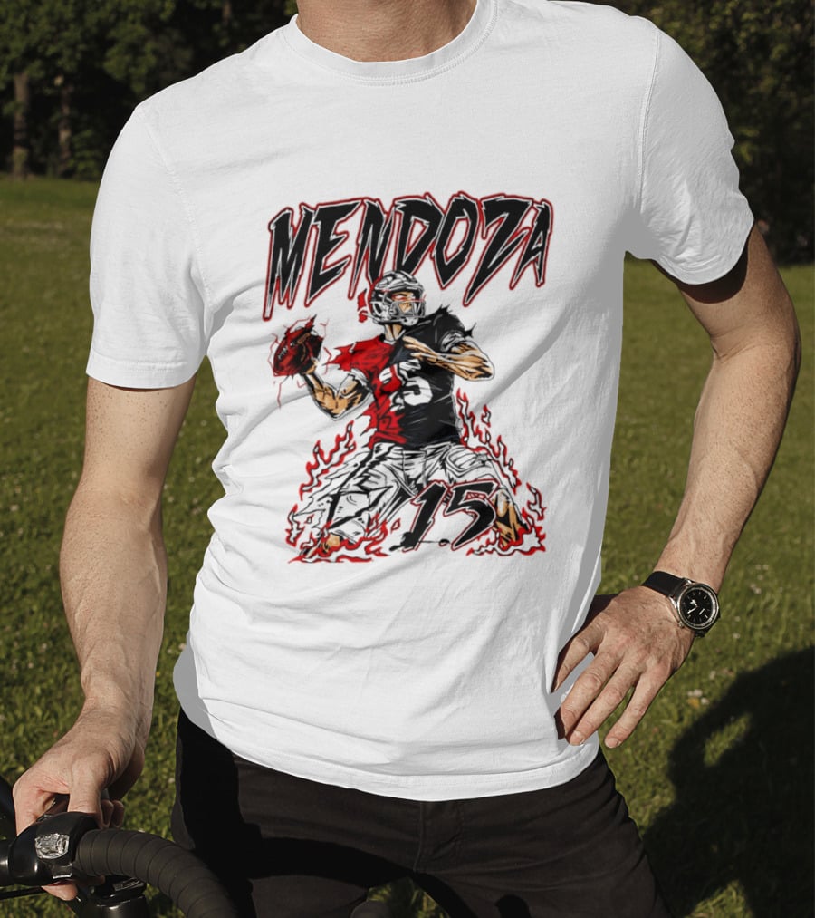 Fernando Mendoza Raiders 15 Hand Drawn Football Athlete T-Shirt