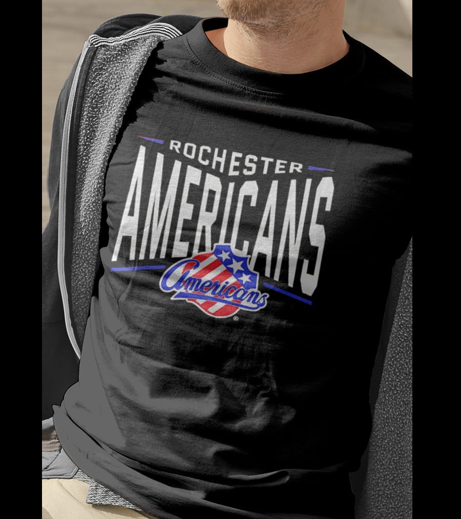 Rochester Americans Team Logo Stars Stripes NHL AHL T-Shirt