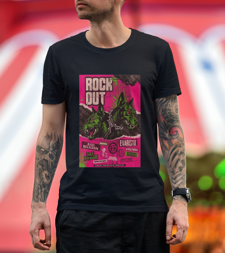 Rock Out Bad Religion Evaristo Santiago Chile April 25 2026 Serigrafía T-Shirt