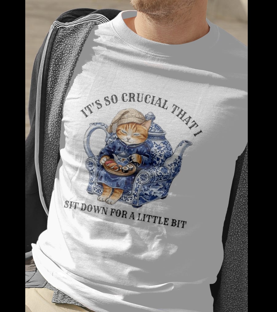 It's So Crucial That I Sit Down For A Little Bit Teapot Nap Cat T-Shirt