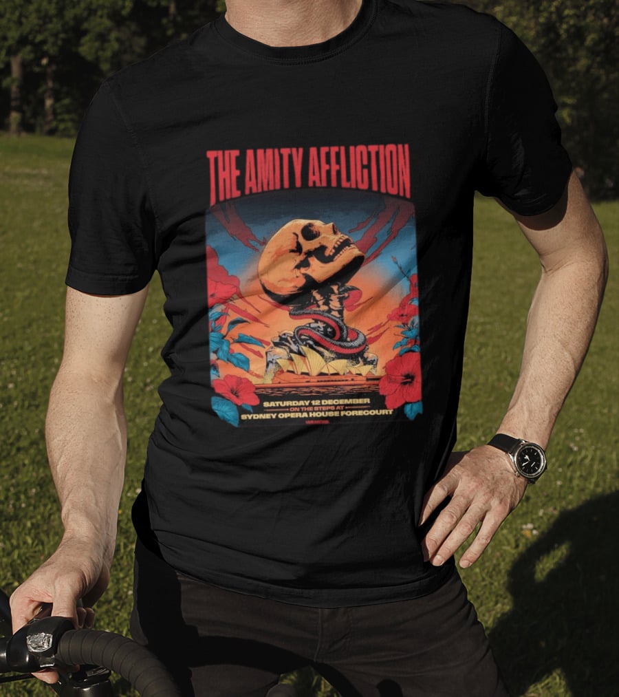 The Amity Affliction Sydney Opera House Forecourt Tour 12 December 2026 Skull Snake Flowers T-Shirt
