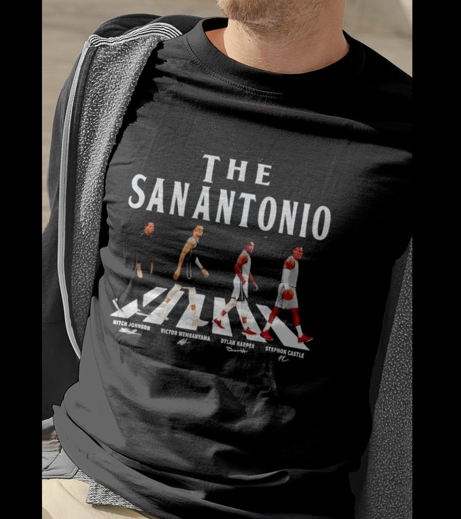 The San Antonio Mitch Johnson Victor Wembanyama Dylan Harper Stephon Castle Abbey Road T-Shirt