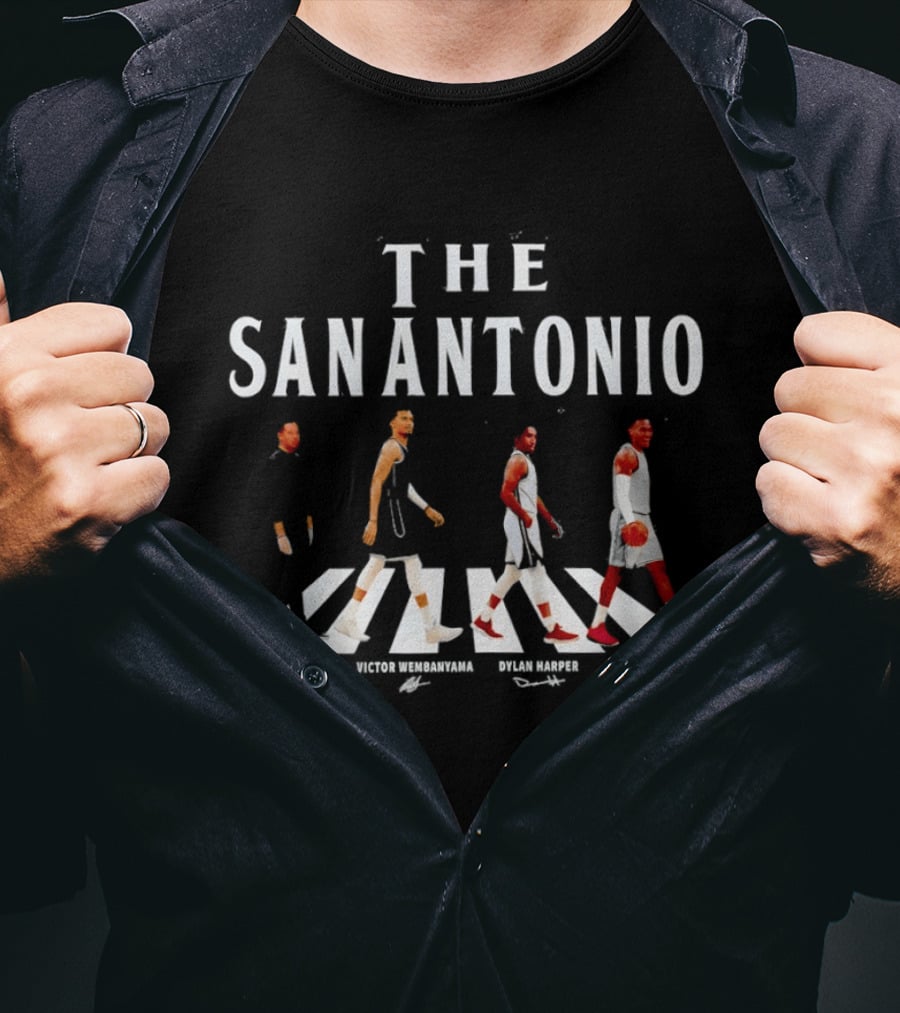 The San Antonio Mitch Johnson Victor Wembanyama Dylan Harper Stephon Castle Abbey Road T-Shirt