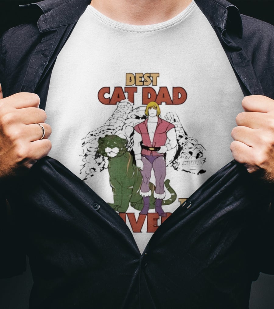 Masters Of The Universe Best Cat Dad In The Universe Heroic He Man And Battle Cat T-Shirt